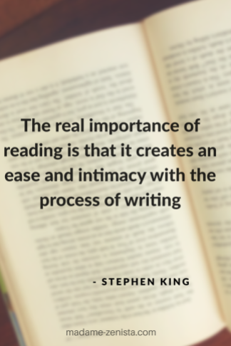 The real importance of reading is that it creates an ease and intimacy with the process of writing. Quote by Stephen King. On Writing: A Memoir of the Craft.